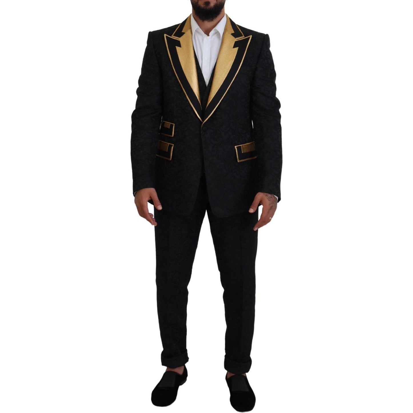 Dolce & Gabbana Black Gold Fantasy Tuxedo Slim Fit Suit Dolce & Gabbana