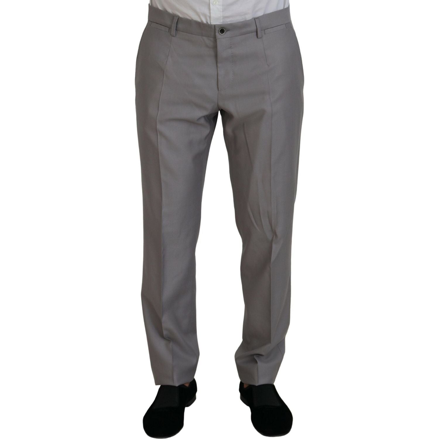 Dolce & Gabbana Silver Wool Silk 3 Piece Slim Fit Suit
