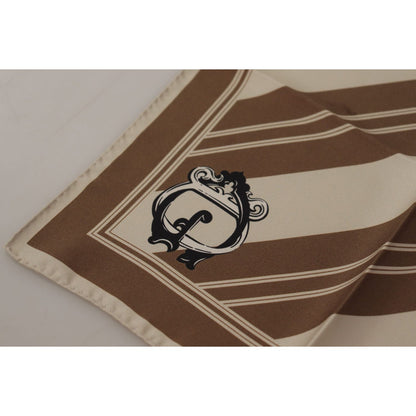 Dolce & Gabbana Brown Stripes DG Logo Square Mens Handkerchief Scarf Dolce & Gabbana