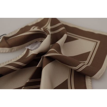 Dolce & Gabbana Brown Stripes DG Logo Square Mens Handkerchief Scarf Dolce & Gabbana