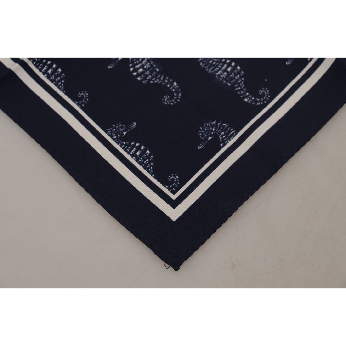 Dolce & Gabbana Blue Seahorse DG Printed Square Handkerchief Scarf Dolce & Gabbana