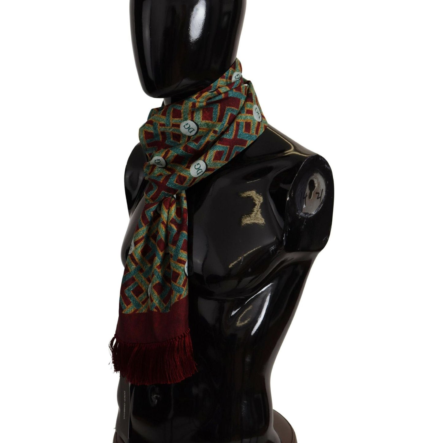 Dolce & Gabbana Multicolor DG Logo Shawl Warm Neck Wrap Fringe Scarf Dolce & Gabbana