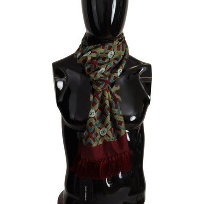 Dolce & Gabbana Multicolor DG Logo Shawl Warm Neck Wrap Fringe Scarf Dolce & Gabbana