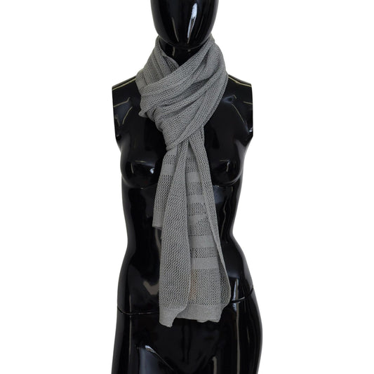 John Galliano Gray Logo Knitted Neck Wrap Shawl Foulard Scarf John Galliano