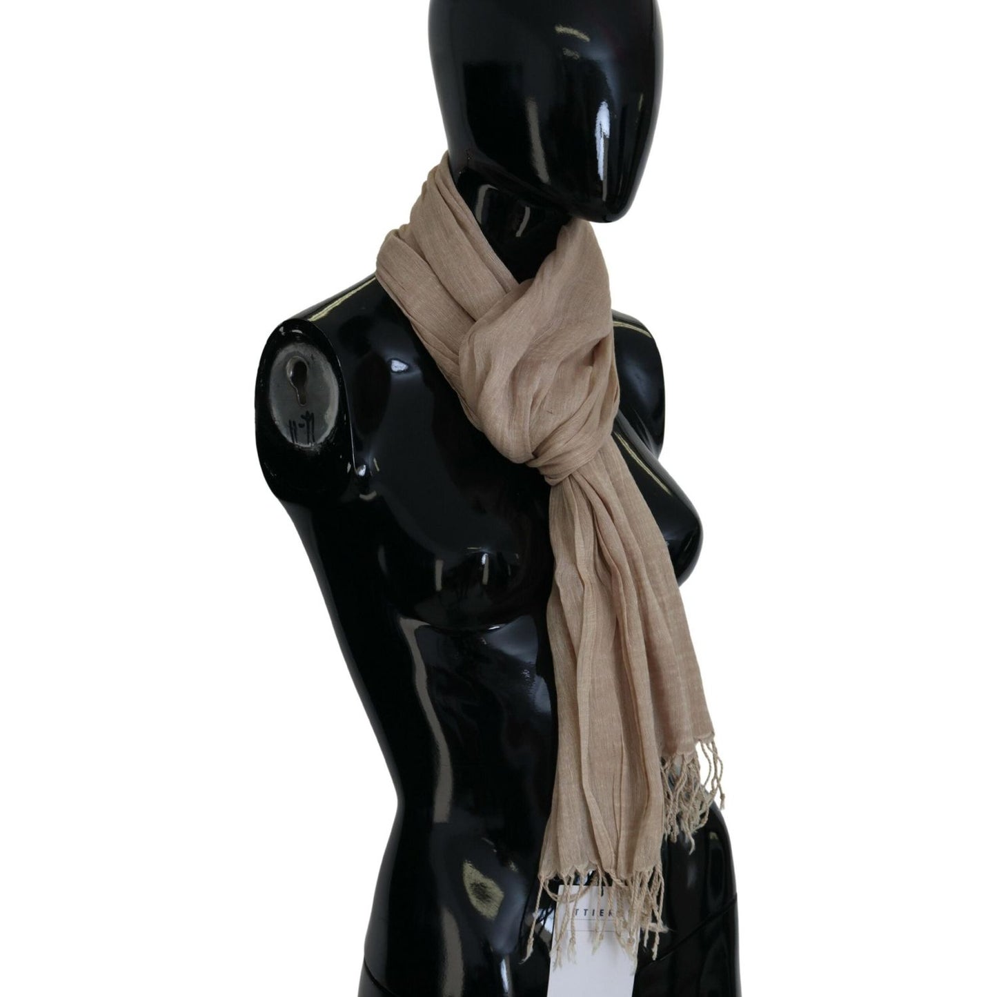 Costume National Beige Cotton Shawl Foulard Fringe Scarf Costume National