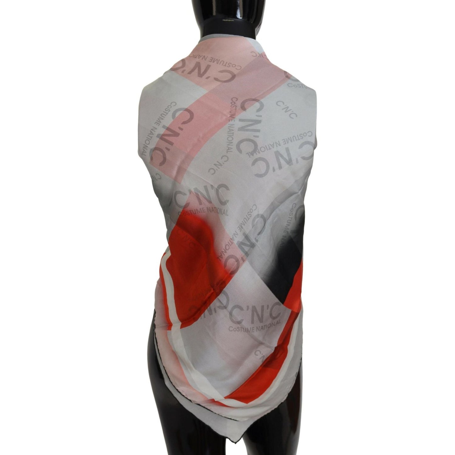 Costume National Gray Red Shawl Foulard Wrap Scarf Costume National