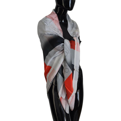 Costume National Gray Red Shawl Foulard Wrap Scarf Costume National