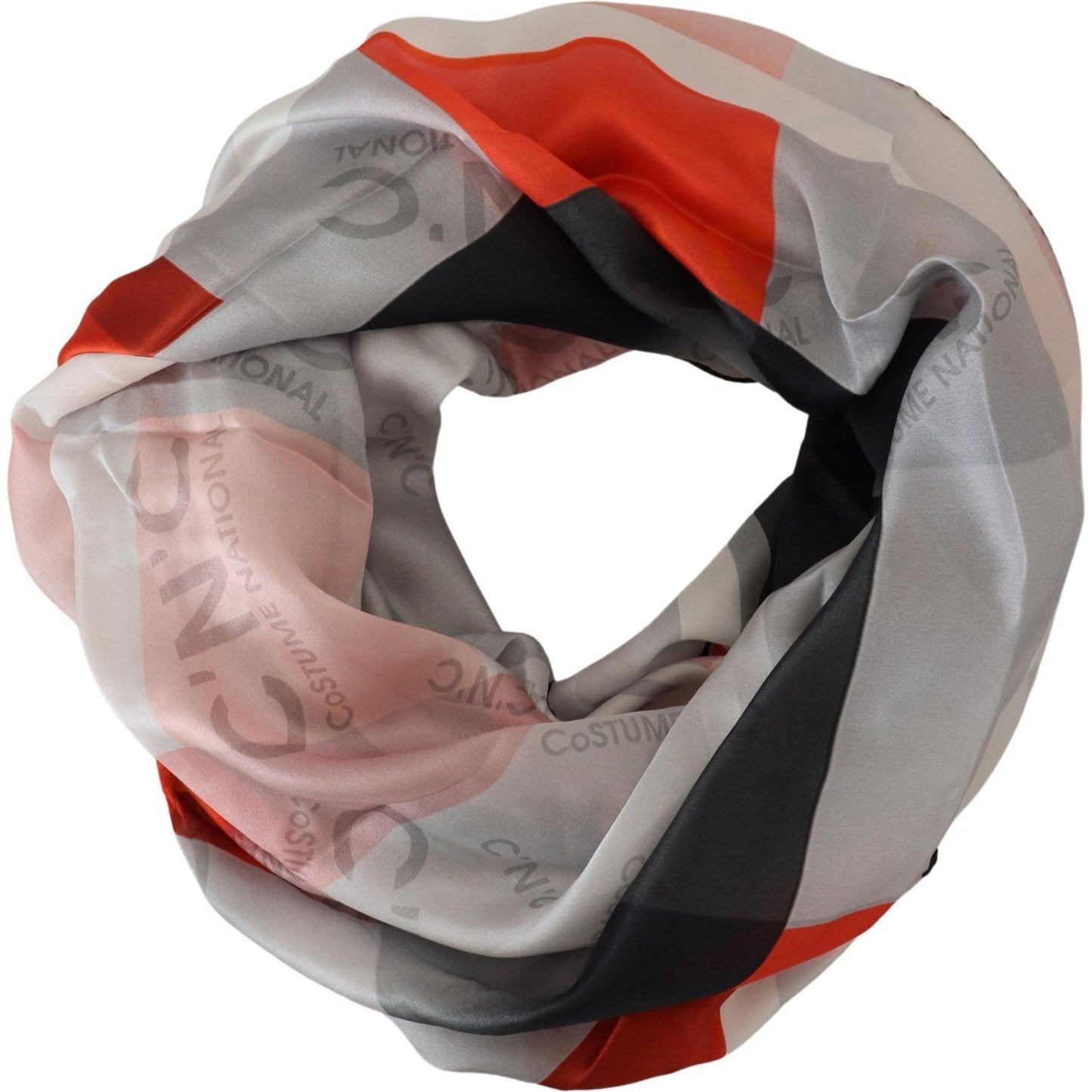 Costume National Gray Red Shawl Foulard Wrap Scarf Costume National