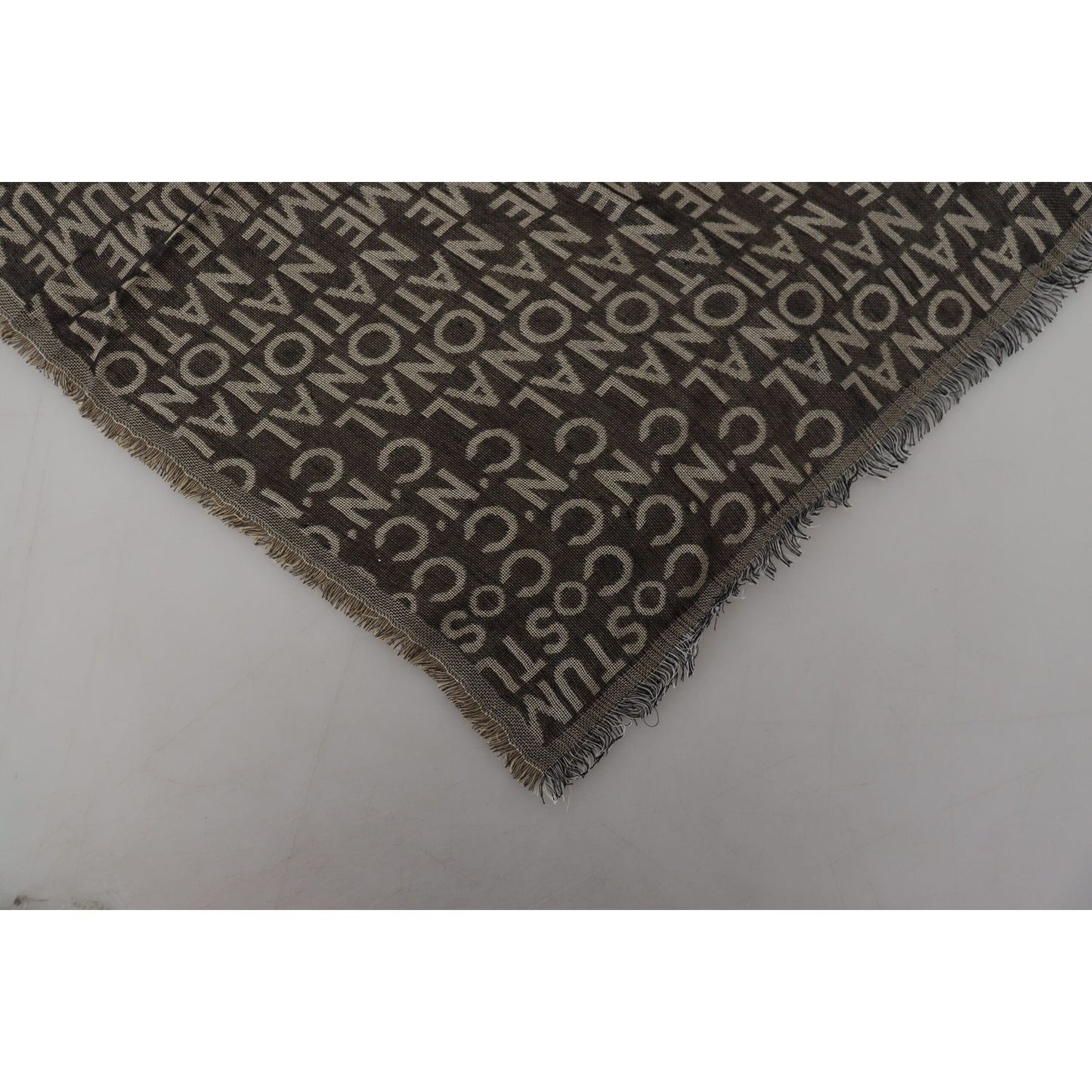 Costume National Gray Logo Knit Neck Wrap Shawl Scarf Costume National