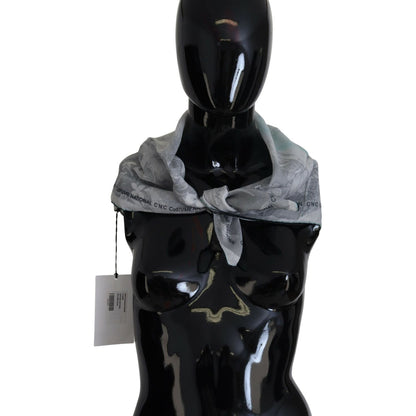 Costume National Gray Print Shawl Foulard Branded Scarf Costume National