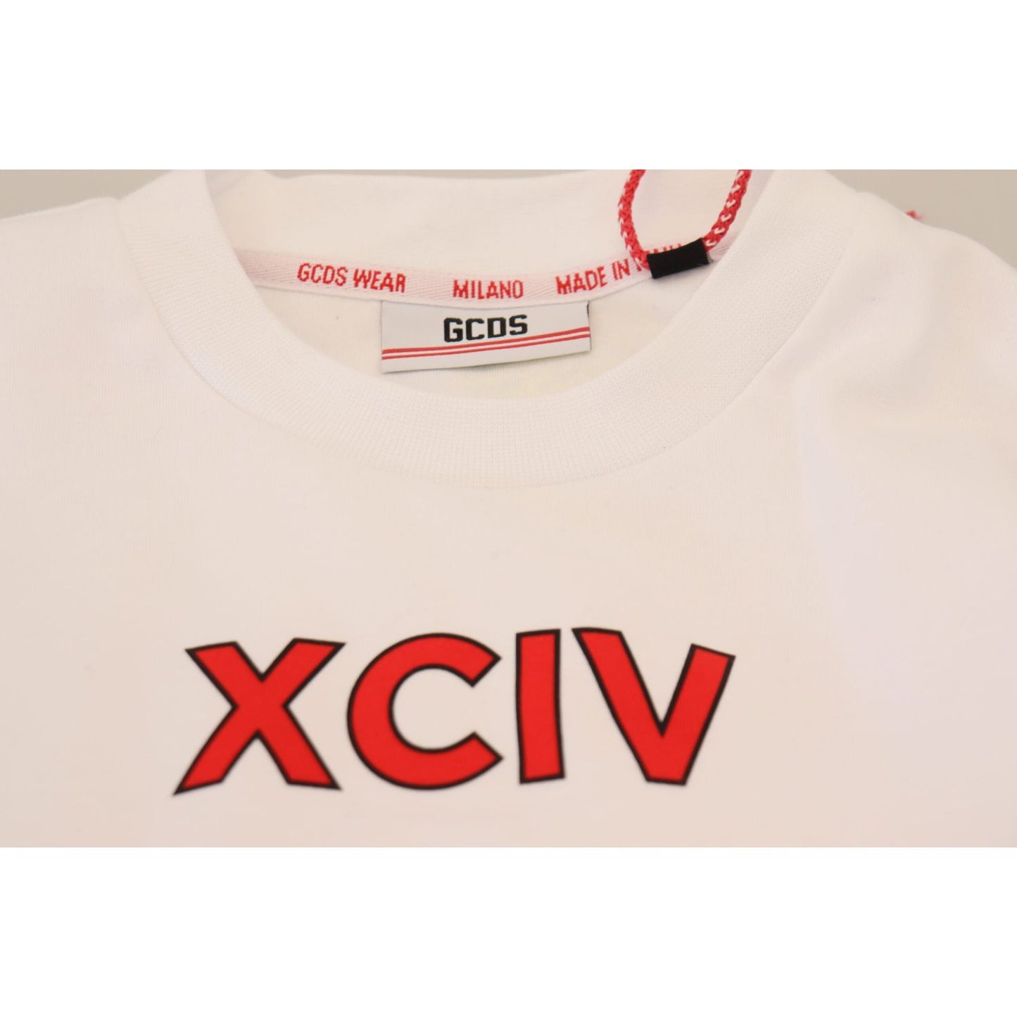 GCDS White Logo Print Cotton Short Sleeves T-shirt GCDS