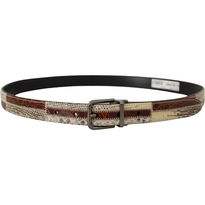 Dolce & Gabbana Multicolor Exotic Leather Patchwork Metal Belt Dolce & Gabbana