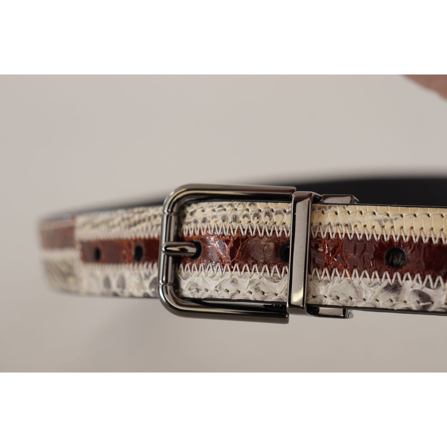 Dolce & Gabbana Multicolor Exotic Leather Patchwork Metal Belt Dolce & Gabbana