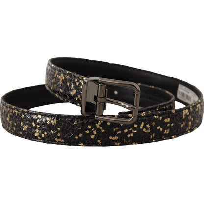 Dolce & Gabbana Gold Black Two-toned Leather Chrome Buckle Belt Dolce & Gabbana