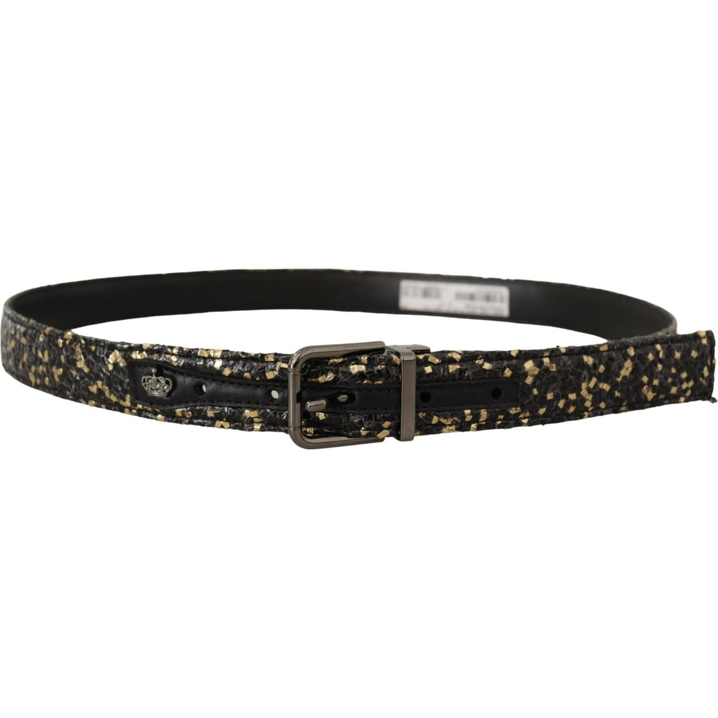 Dolce & Gabbana Gold Black Two-toned Leather Chrome Buckle Belt Dolce & Gabbana