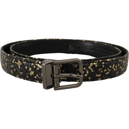 Dolce & Gabbana Gold Black Two-toned Leather Chrome Buckle Belt Dolce & Gabbana