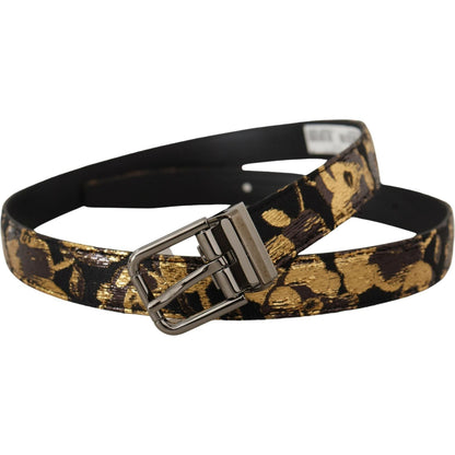 Dolce & Gabbana Multicolor Jacquard Leather Logo Metal Buckle Belt Dolce & Gabbana