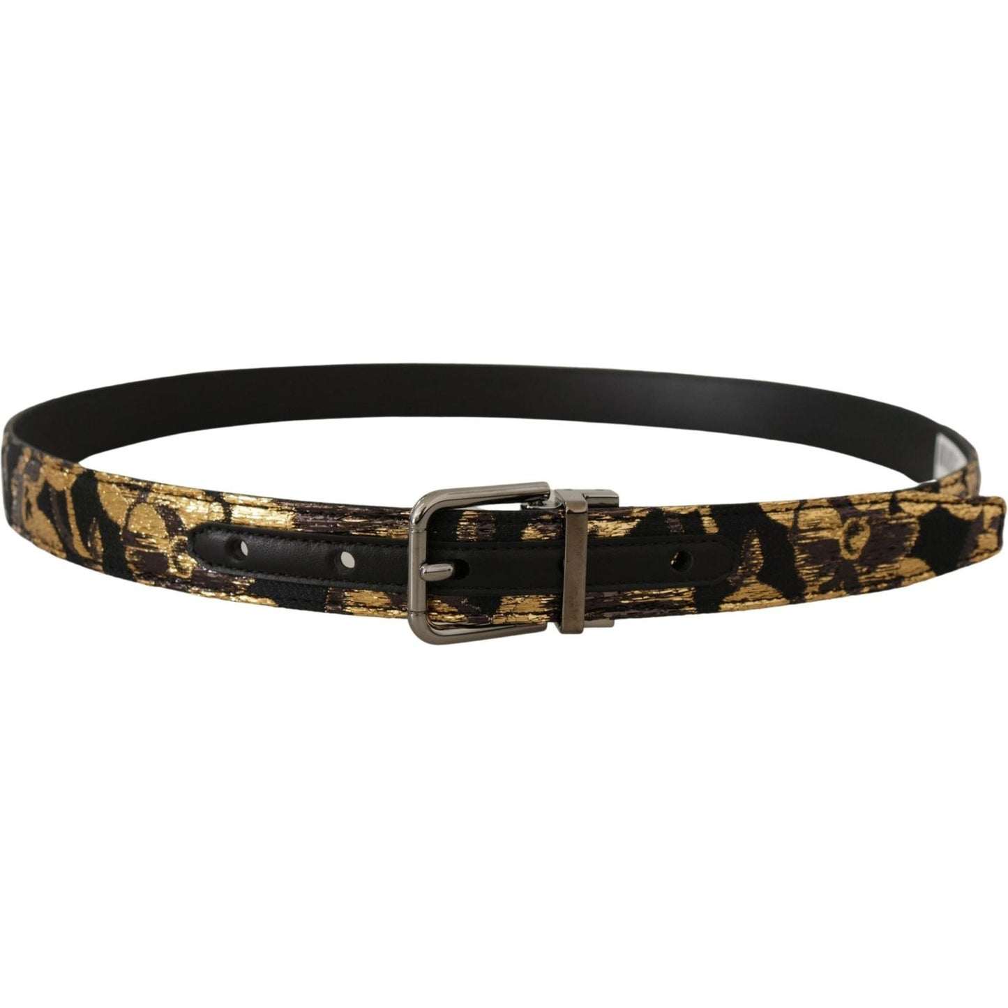 Dolce & Gabbana Multicolor Jacquard Leather Logo Metal Buckle Belt Dolce & Gabbana