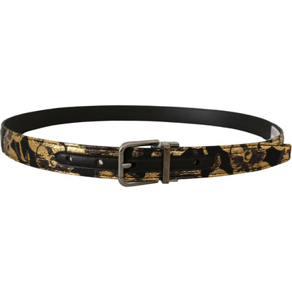 Dolce & Gabbana Multicolor Jacquard Leather Logo Metal Buckle Belt Dolce & Gabbana