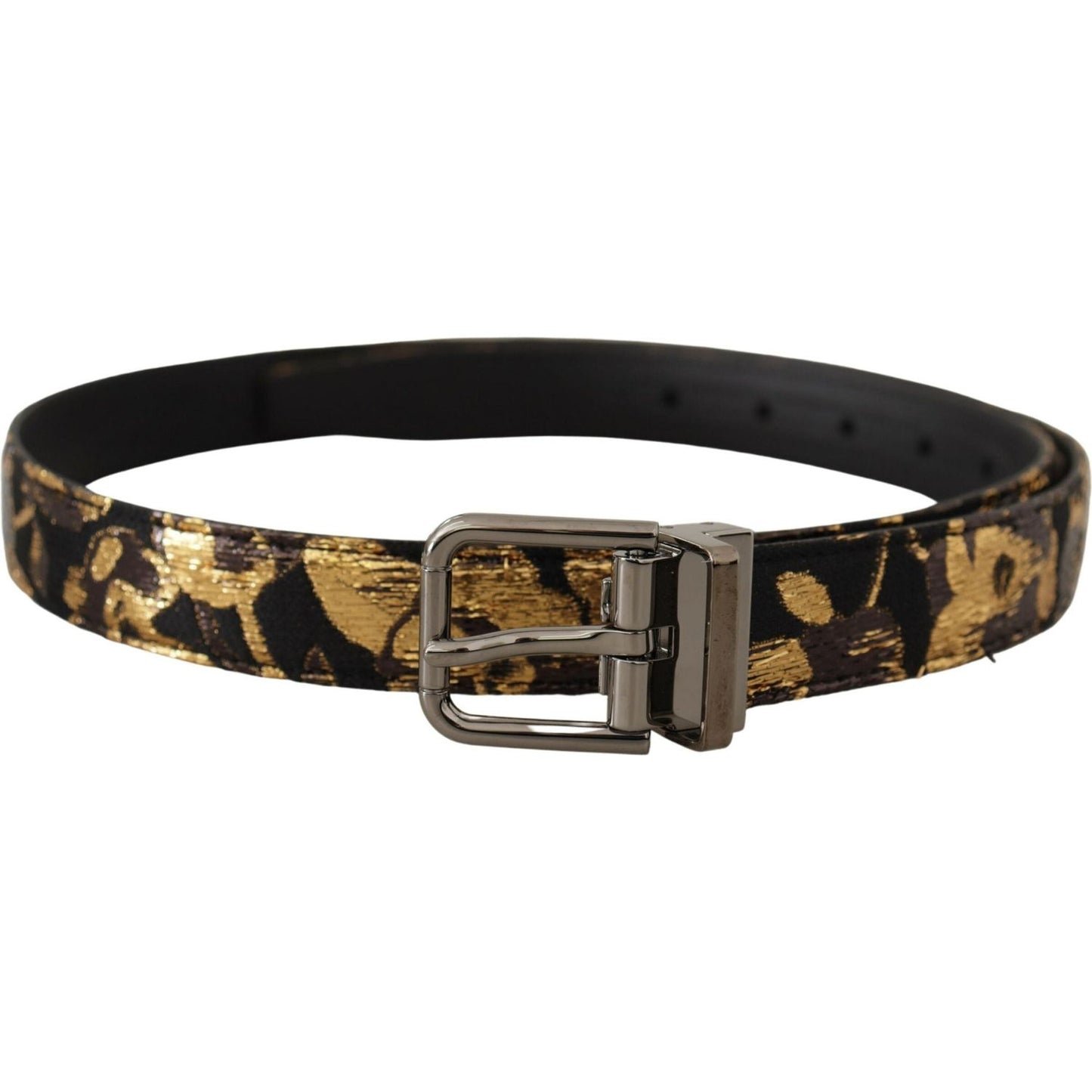 Dolce & Gabbana Multicolor Jacquard Leather Logo Metal Buckle Belt Dolce & Gabbana