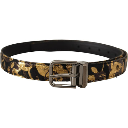 Dolce & Gabbana Multicolor Jacquard Leather Logo Metal Buckle Belt Dolce & Gabbana