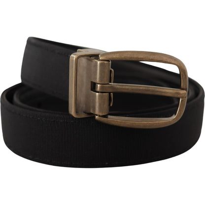 Dolce & Gabbana Black Grosgrain Leather Bronze Metal Belt Dolce & Gabbana