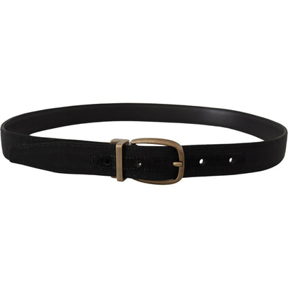 Dolce & Gabbana Black Grosgrain Leather Bronze Metal Belt Dolce & Gabbana