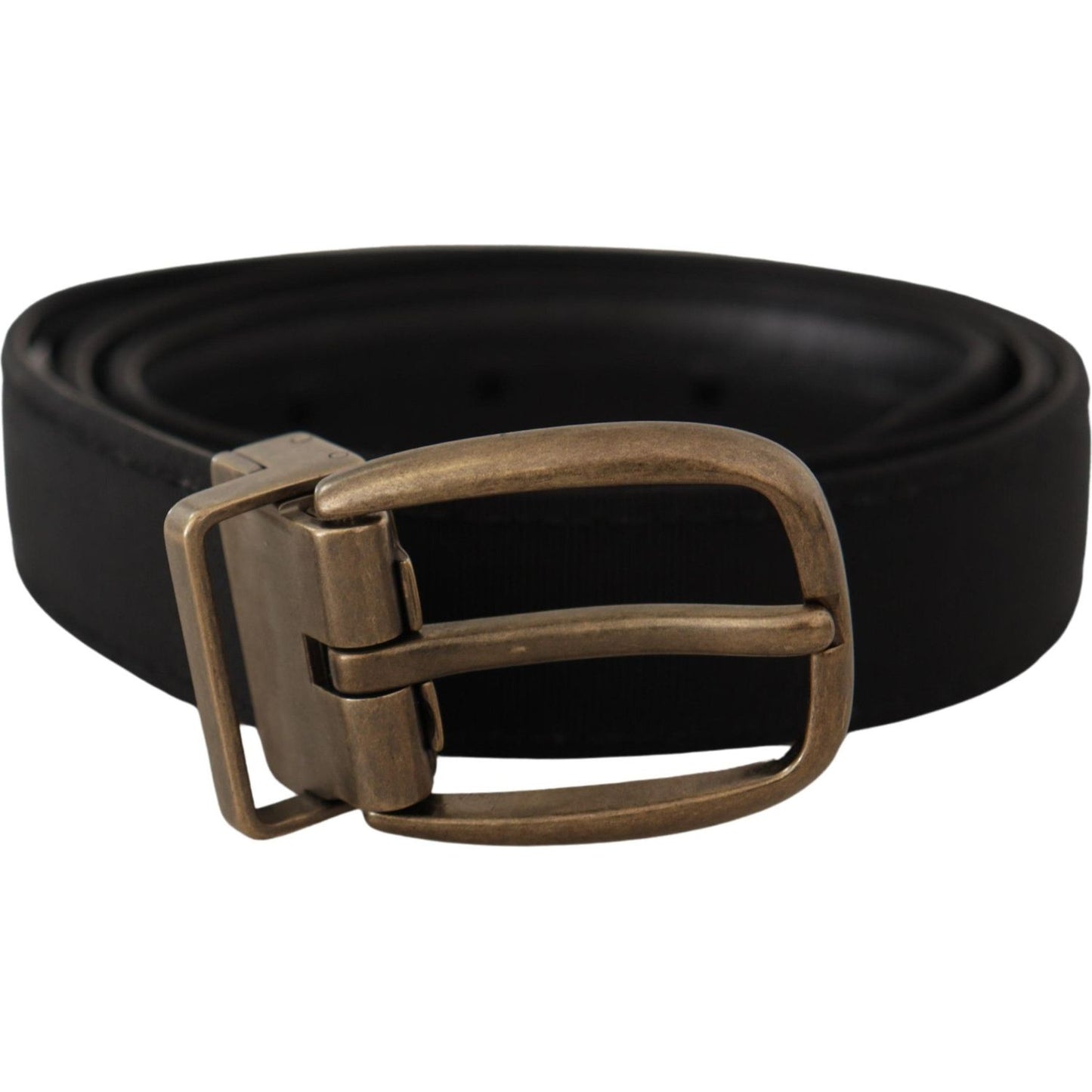 Dolce & Gabbana Black Grosgrain Leather Bronze Metal Belt Dolce & Gabbana