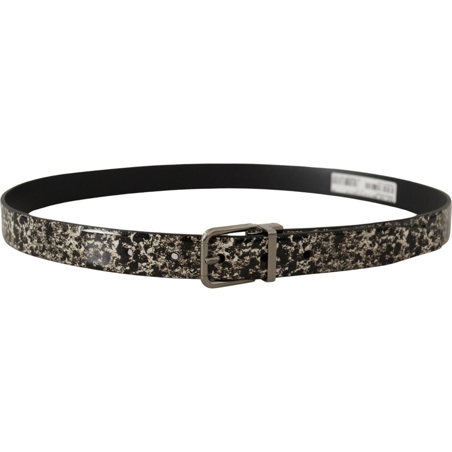 Dolce & Gabbana Black Marble Print Leather Silver Logo Buckle Belt Dolce & Gabbana
