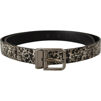 Dolce & Gabbana Black Marble Print Leather Silver Logo Buckle Belt Dolce & Gabbana