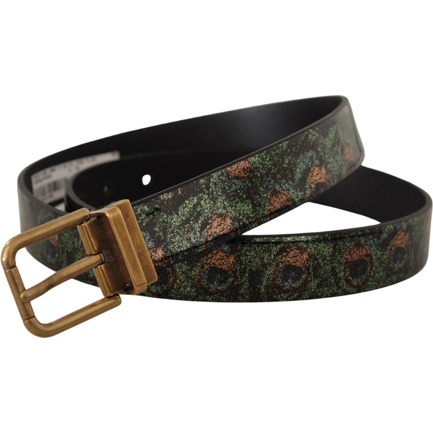Dolce & Gabbana Multicolor Leather Vernice Pavone Bronze Metal Belt Dolce & Gabbana