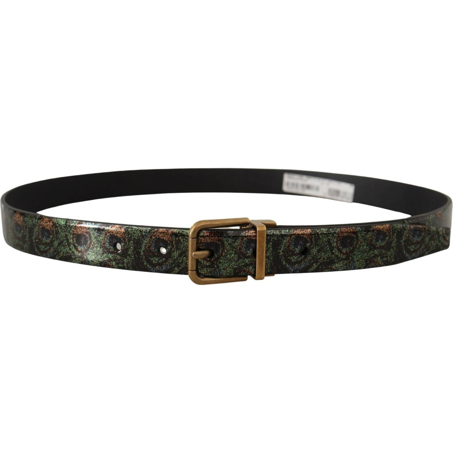 Dolce & Gabbana Multicolor Leather Vernice Pavone Bronze Metal Belt Dolce & Gabbana