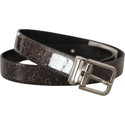 Dolce & Gabbana Black Goccia Glitter Patent Leather Buckle Vernice Belt Dolce & Gabbana