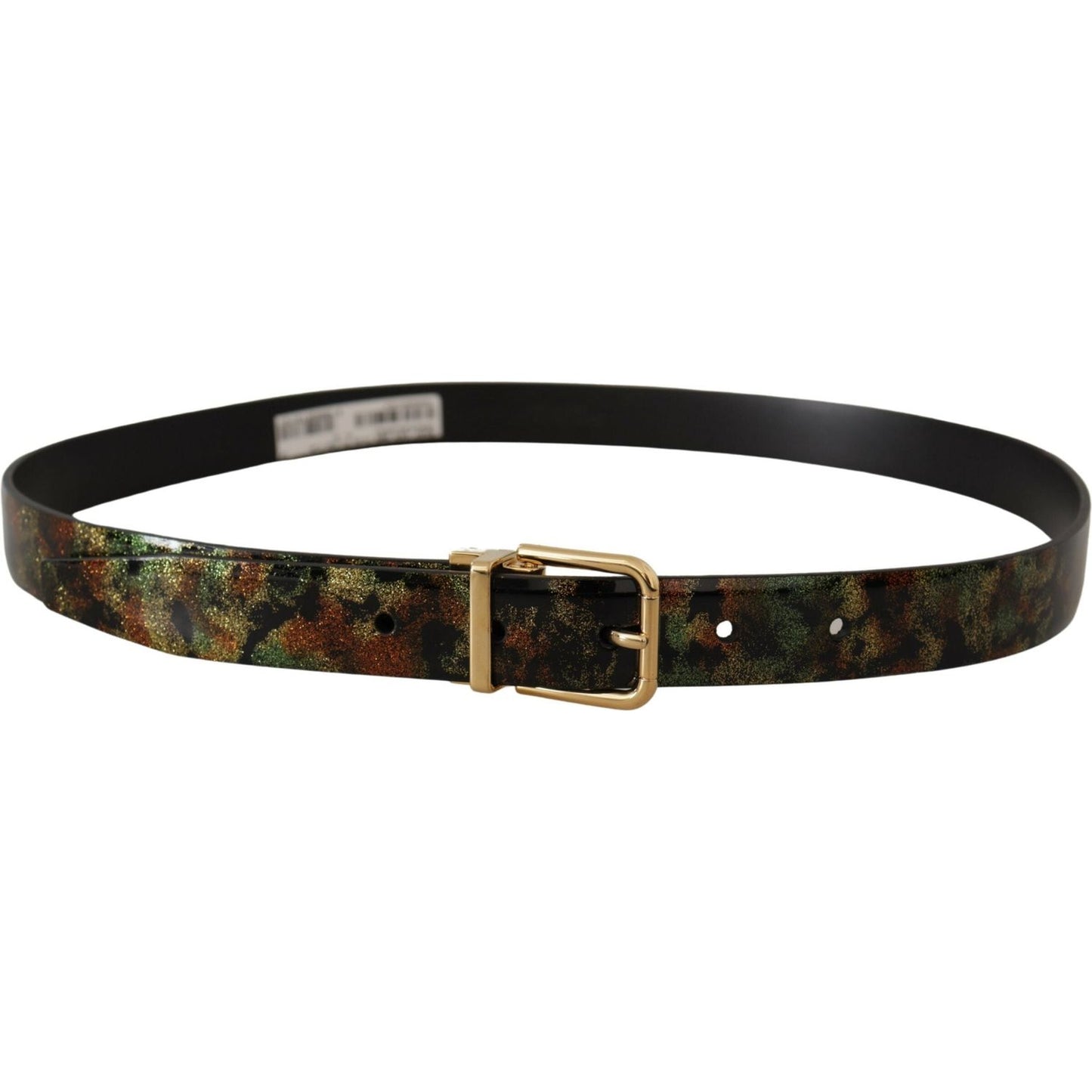 Dolce & Gabbana Black Green Leather Bronze Metal Buckle Belt Dolce & Gabbana