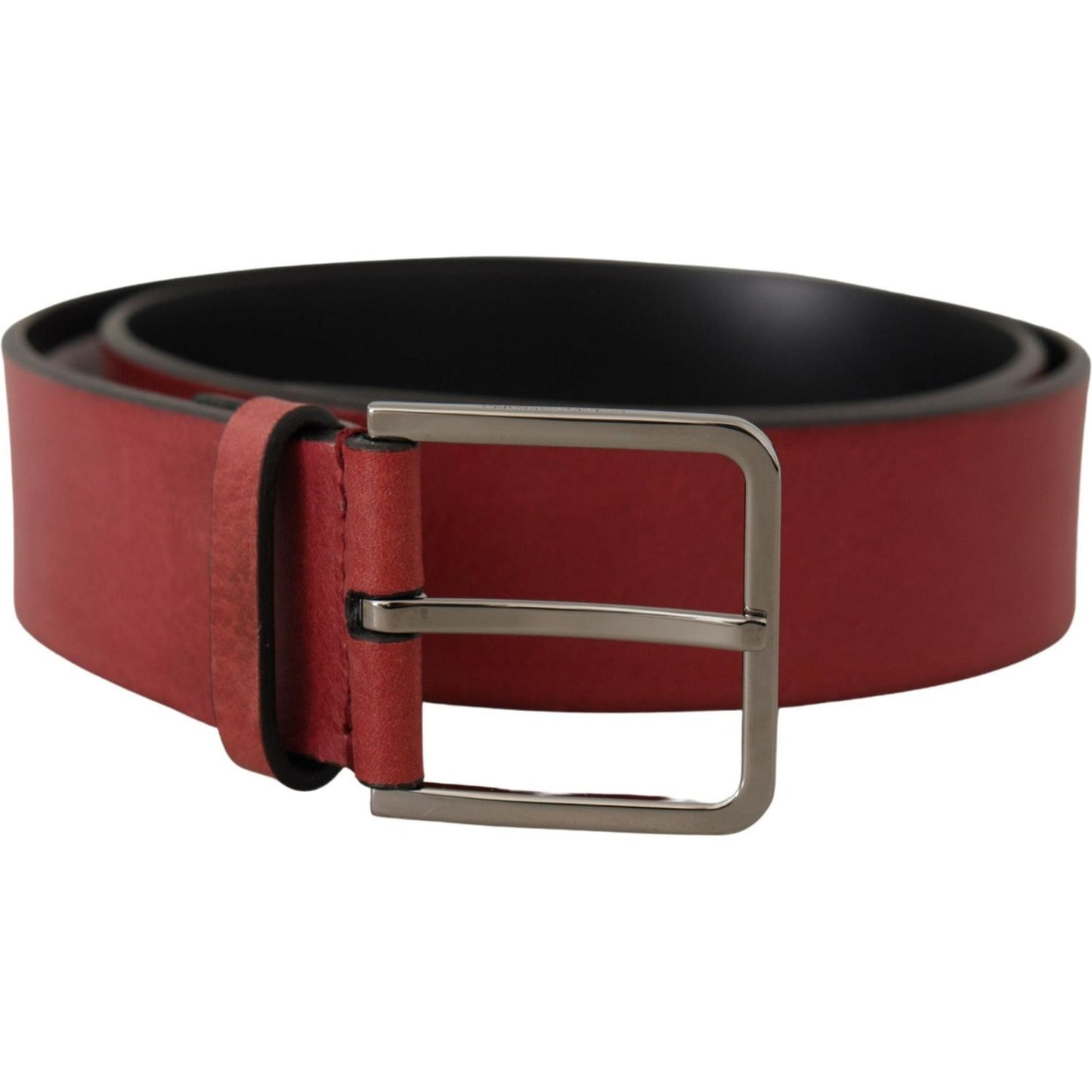 Dolce & Gabbana Maroon Vitello Silver Metal Logo Buckle Belt Dolce & Gabbana