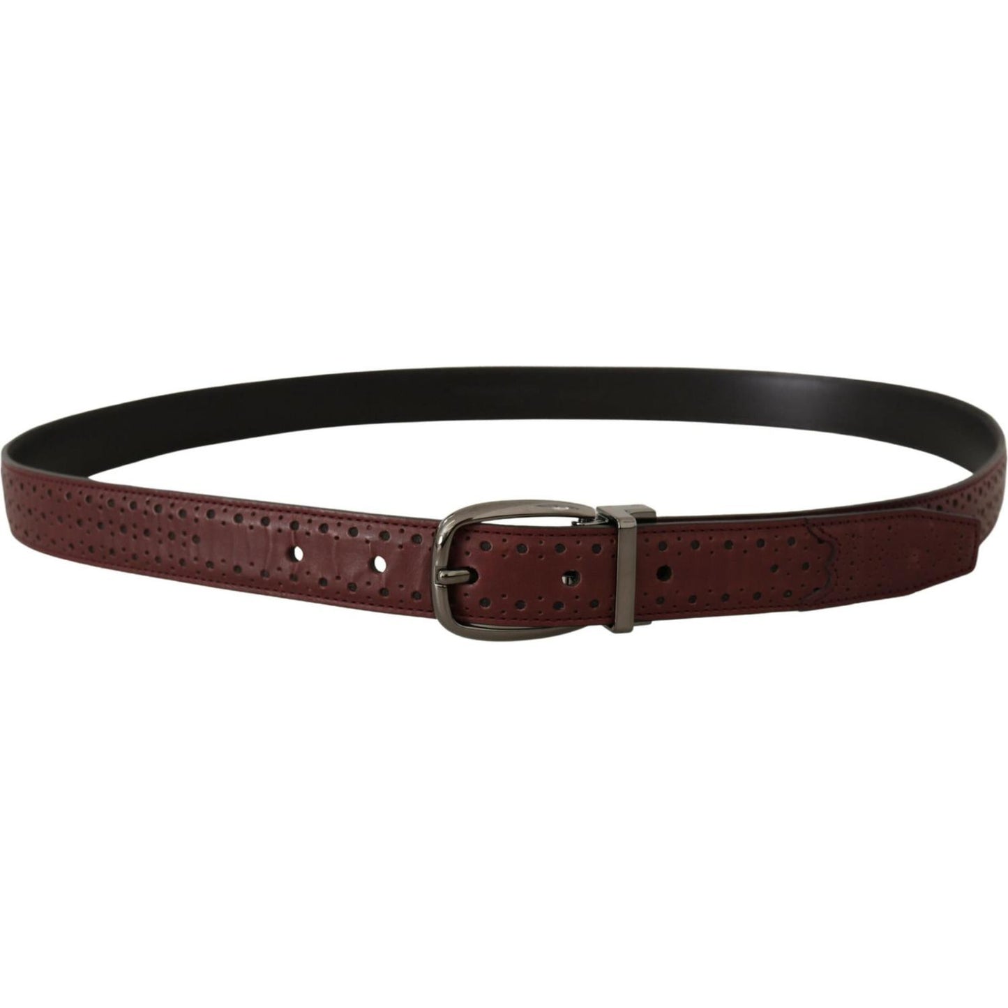 Dolce & Gabbana Brown Perforated Leather Metal Buckle Belt Dolce & Gabbana