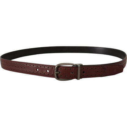 Dolce & Gabbana Brown Perforated Leather Metal Buckle Belt Dolce & Gabbana