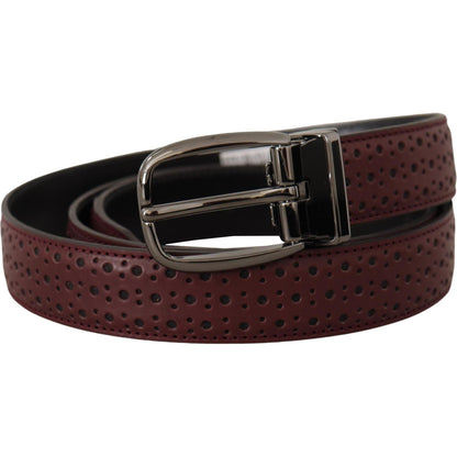 Dolce & Gabbana Brown Perforated Leather Metal Buckle Belt Dolce & Gabbana