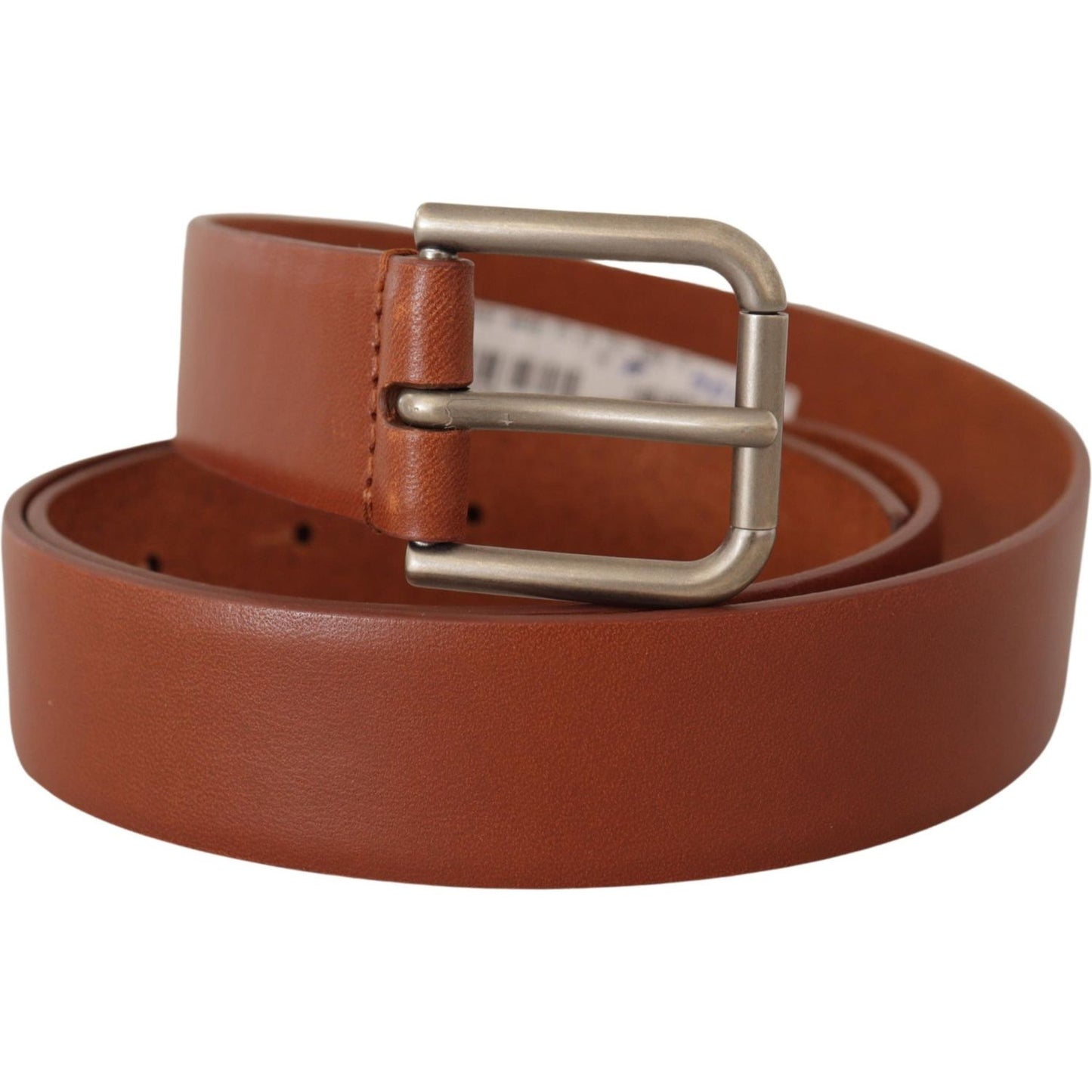 Dolce & Gabbana Brown Calf Leather Silver Tone Metal Buckle Belt Dolce & Gabbana