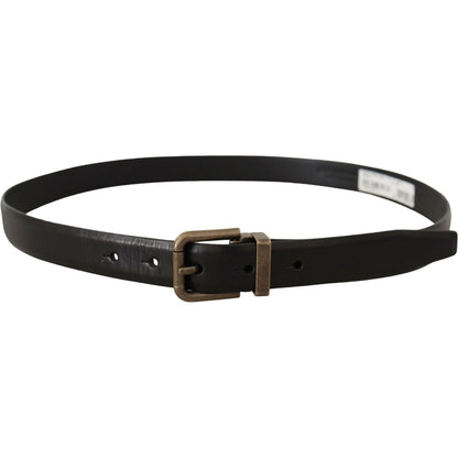 Dolce & Gabbana Black Calf Leather Brushed Brass Box Buckle Belt Dolce & Gabbana