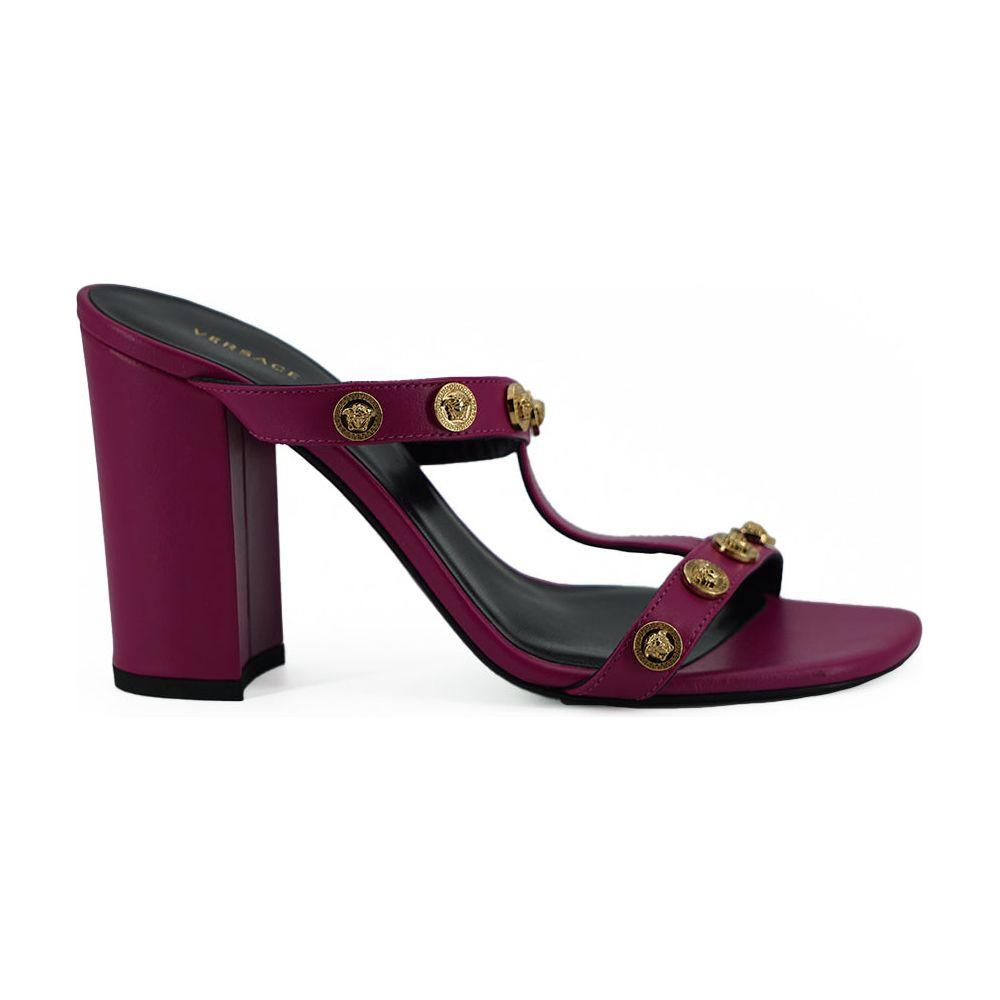 Versace Purple Calf Leather High Heel Sandals Versace