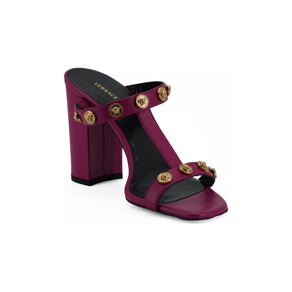 Versace Purple Calf Leather High Heel Sandals Versace