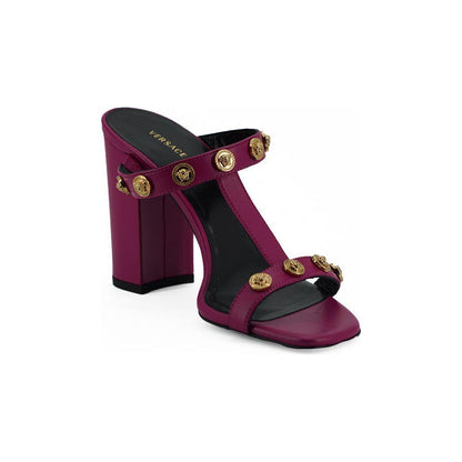 Versace Purple Calf Leather High Heel Sandals Versace