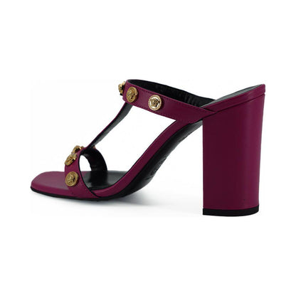 Versace Purple Calf Leather High Heel Sandals Versace