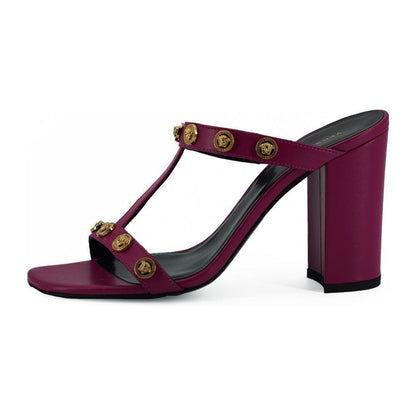 Versace Purple Calf Leather High Heel Sandals Versace