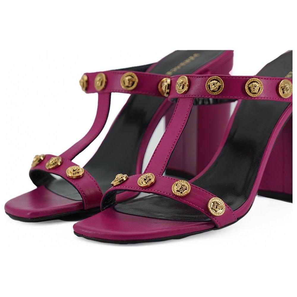 Versace Purple Calf Leather High Heel Sandals Versace