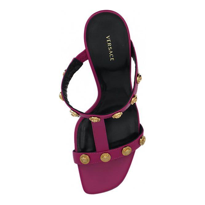 Versace Purple Calf Leather High Heel Sandals Versace