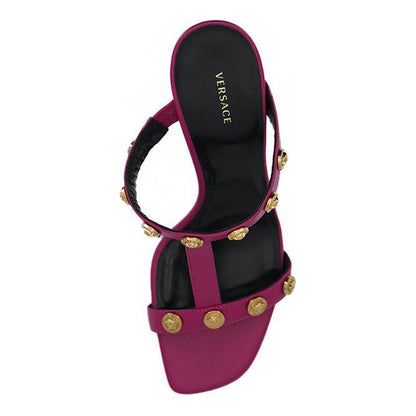 Versace Purple Calf Leather High Heel Sandals Versace