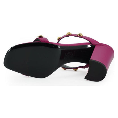 Versace Purple Calf Leather High Heel Sandals Versace