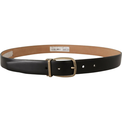 Dolce & Gabbana Black Brown Backend Leather Vintage Metal Buckle Belt Dolce & Gabbana
